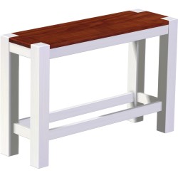 Hochbank 120 Rio Kanto mit Fußleisten Mahagoni Weiss massive Pinien Holzbank - Barbank