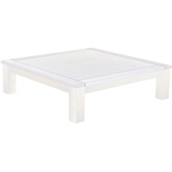 Couchtisch 140x140 Rio Classico Pinie Weiss massiver Pinien Wohnzimmertisch  - Tischplatte mit Sperrholzeinlage