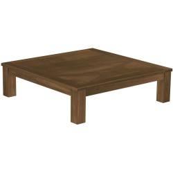 Couchtisch 140x140 Rio Classico Nussbaum massiver Pinien Wohnzimmertisch  - Tischplatte mit Sperrholzeinlage