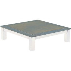 Couchtisch 140x140 Rio Classico Taubengrau Weiss massiver Pinien Wohnzimmertisch  - Tischplatte mit Sperrholzeinlage