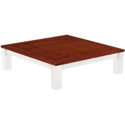 Couchtisch 140x140 Rio Classico Mahagoni Weiss massiver Pinien Wohnzimmertisch  - Tischplatte mit Sperrholzeinlage