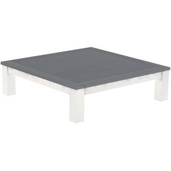 Couchtisch 140x140 Rio Classico Seidengrau Weiss massiver Pinien Wohnzimmertisch  - Tischplatte mit Sperrholzeinlage