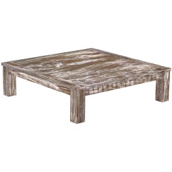 Couchtisch 140x140 Rio Classico Shabby Antik Eiche massiver Pinien Wohnzimmertisch  - Tischplatte mit Sperrholzeinlage