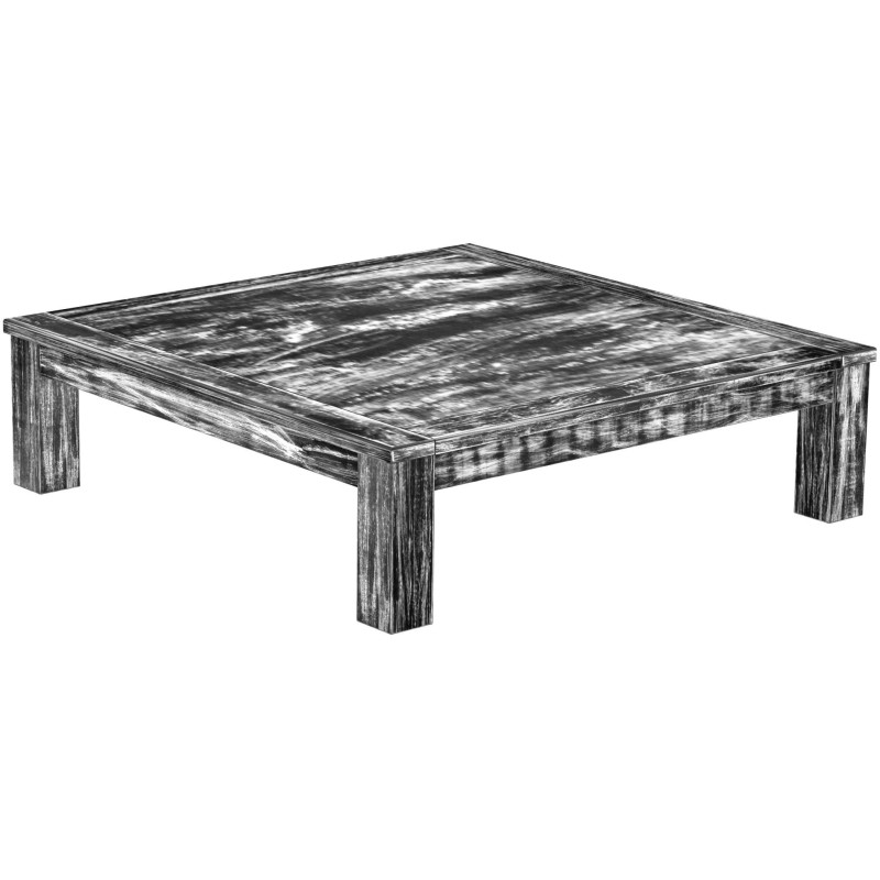 Couchtisch 140x140 Rio Classico Shabby Antik Ebenholz massiver Pinien Wohnzimmertisch  - Tischplatte mit Sperrholzeinlage