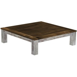 Couchtisch 140x140 Rio Classico Shabby Platte Eiche massiver Pinien Wohnzimmertisch  - Tischplatte mit Sperrholzeinlage
