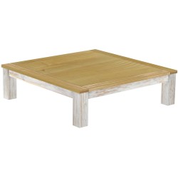 Couchtisch 140x140 Rio Classico Shabby Platte Brasil massiver Pinien Wohnzimmertisch  - Tischplatte mit Sperrholzeinlage