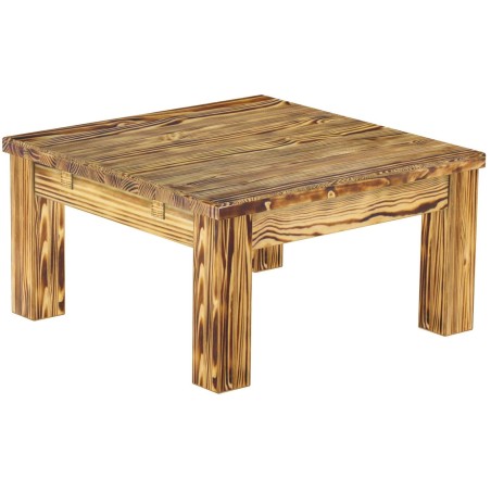 Couchtisch 73x73 Rio Classico Pinie geflammt massiver Pinien Wohnzimmertisch