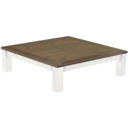 Couchtisch 140x140 Rio Classico Graphitgrau Weiss massiver Pinien Wohnzimmertisch  - Tischplatte mit Sperrholzeinlage
