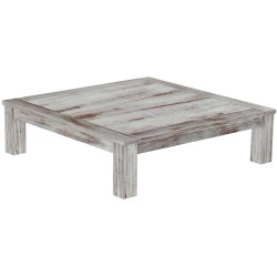 Couchtisch 140x140 Rio Classico Shabby Nussbaum massiver Pinien Wohnzimmertisch  - Tischplatte mit Sperrholzeinlage