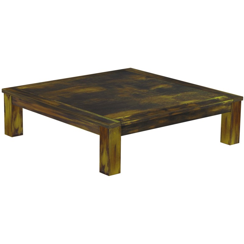 Couchtisch 140x140 Rio Classico Goldmix massiver Pinien Wohnzimmertisch  - Tischplatte mit Sperrholzeinlage