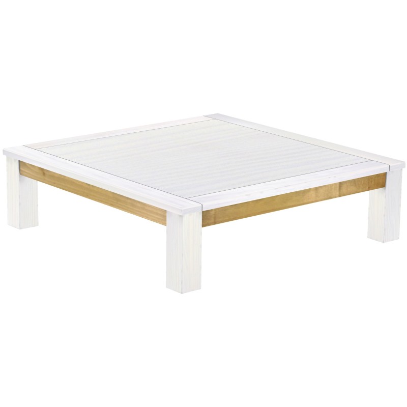 Couchtisch 140x140 Rio Classico Snow Brasil massiver Pinien Wohnzimmertisch  - Tischplatte mit Sperrholzeinlage