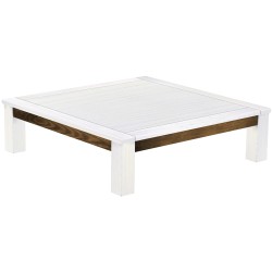 Couchtisch 140x140 Rio Classico Snow Eiche massiver Pinien Wohnzimmertisch  - Tischplatte mit Sperrholzeinlage