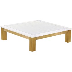 Couchtisch 140x140 Rio Classico Brasil Platte weiss massiver Pinien Wohnzimmertisch  - Tischplatte mit Sperrholzeinlage