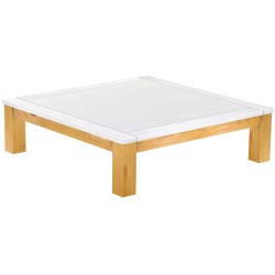 Couchtisch 140x140 Rio Classico Honig Platte weiss massiver Pinien Wohnzimmertisch  - Tischplatte mit Sperrholzeinlage