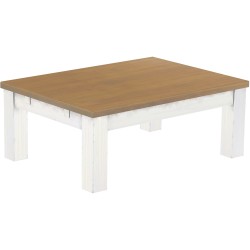 Couchtisch 100x73 Rio Classico Eiche natur weiss massiver Pinien Wohnzimmertisch