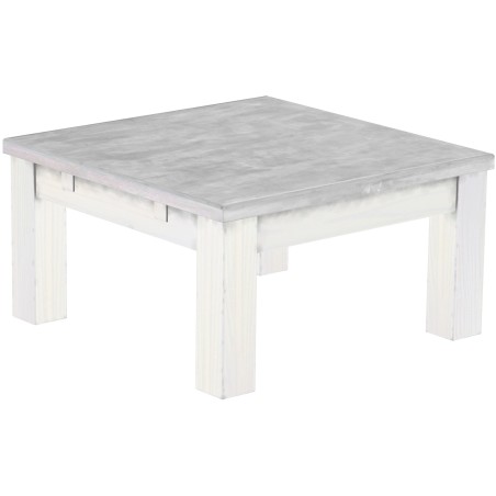 Couchtisch 73x73 Rio Classico Beton Weiss massiver Pinien Wohnzimmertisch