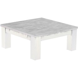 Couchtisch 90x90 Rio Classico Beton Weiss massiver Pinien Wohnzimmertisch