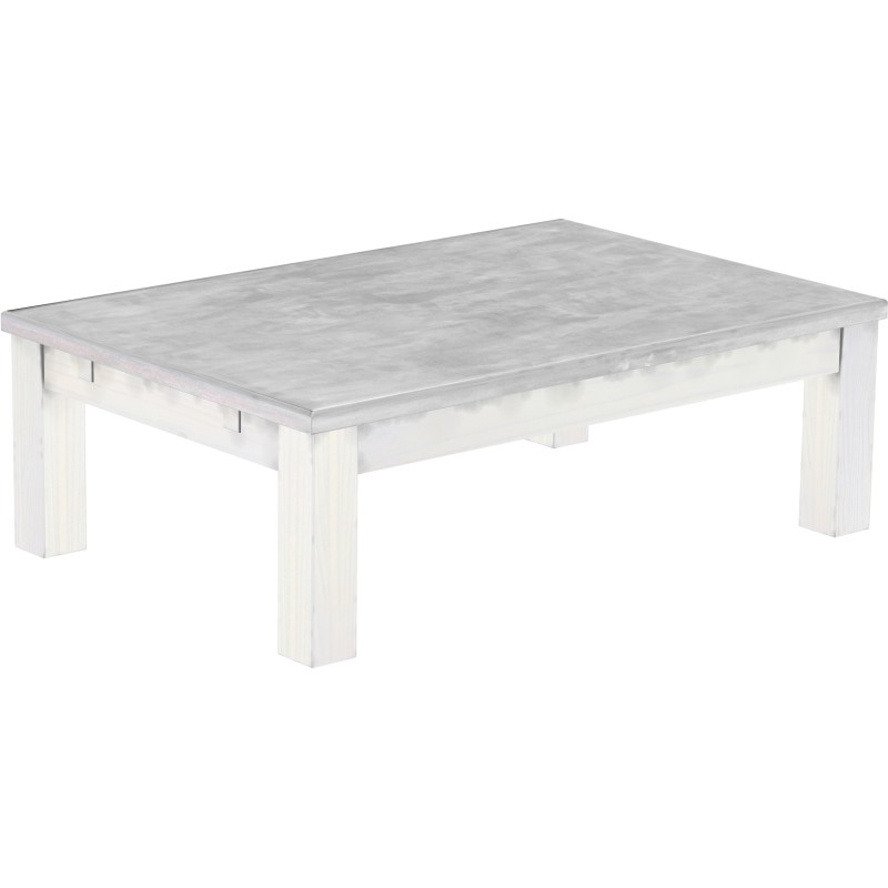 Couchtisch 120x80 Rio Classico Beton Weiss massiver Pinien Wohnzimmertisch