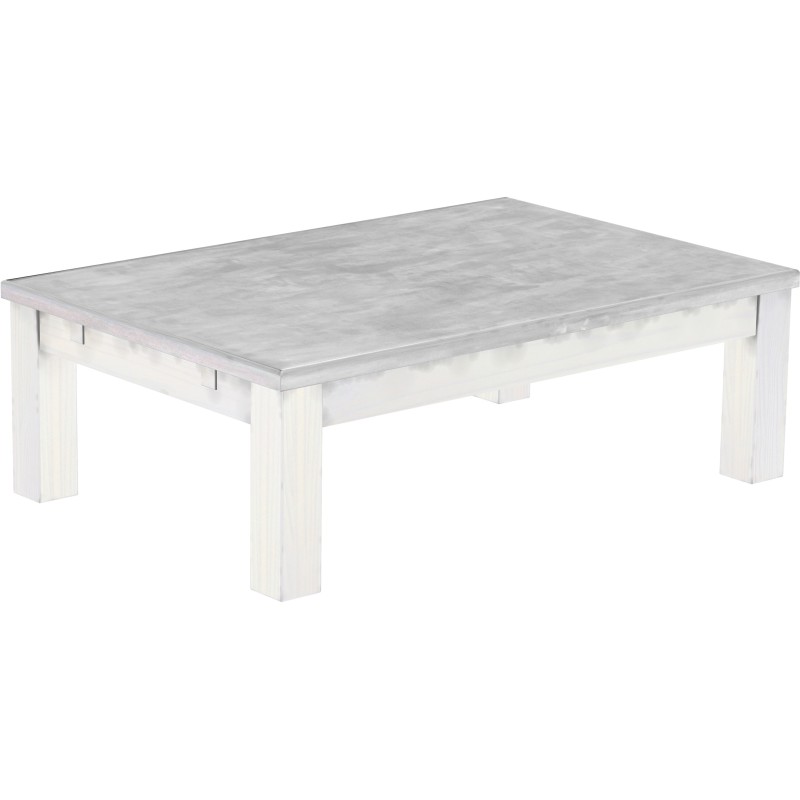 Couchtisch 120x80 Rio Classico Beton Weiss massiver Pinien Wohnzimmertisch