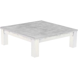 Couchtisch 120x120 Rio Classico Beton Weiss massiver Pinien Wohnzimmertisch