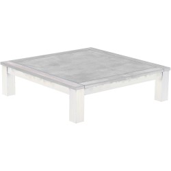 Couchtisch 140x140 Rio Classico Beton Weiss massiver Pinien Wohnzimmertisch  - Tischplatte mit Sperrholzeinlage
