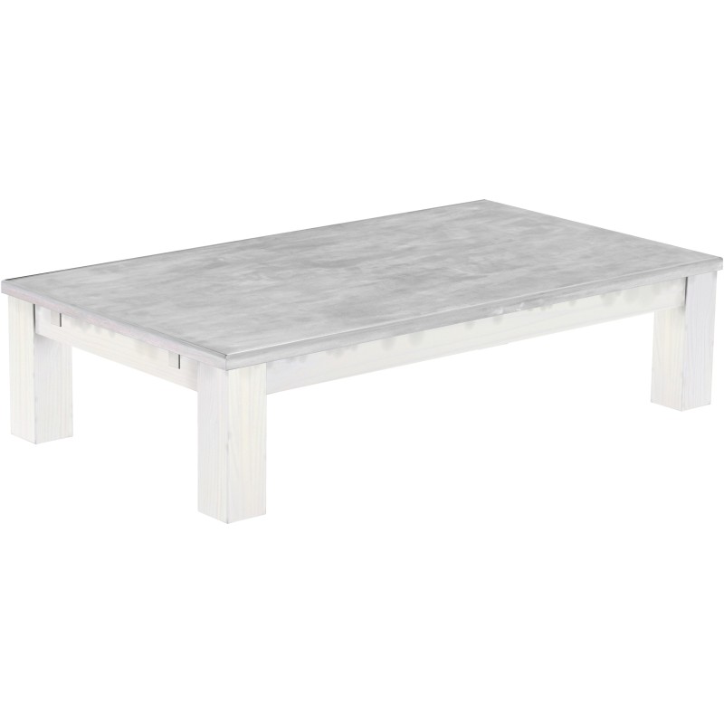 Couchtisch 160x90 Rio Classico Beton Weiss massiver Pinien Wohnzimmertisch