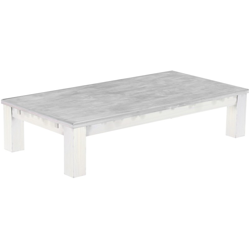 Couchtisch 180x90 Rio Classico Beton Weiss massiver Pinien Wohnzimmertisch