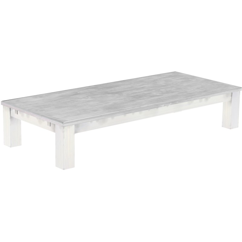 Couchtisch 208x90 Rio Classico Beton Weiss massiver Pinien Wohnzimmertisch