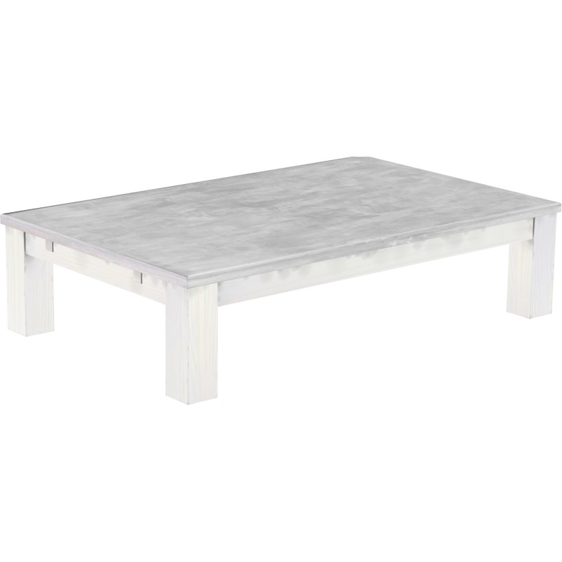 Couchtisch 160x100 Rio Classico Beton Weiss massiver Pinien Wohnzimmertisch