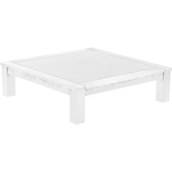 Couchtisch 140x140 Rio Classico Schneeweiss massiver Pinien Wohnzimmertisch  - Tischplatte mit Sperrholzeinlage