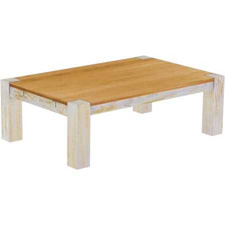 Couchtisch 140x90 Rio Kanto Shabby Platte Honig massiver Pinien Wohnzimmertisch