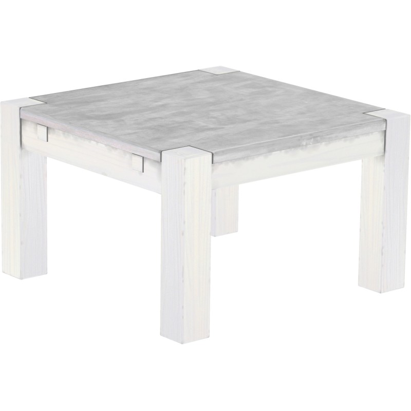 Couchtisch 73x73 Rio Kanto Beton Weiss massiver Pinien Wohnzimmertisch