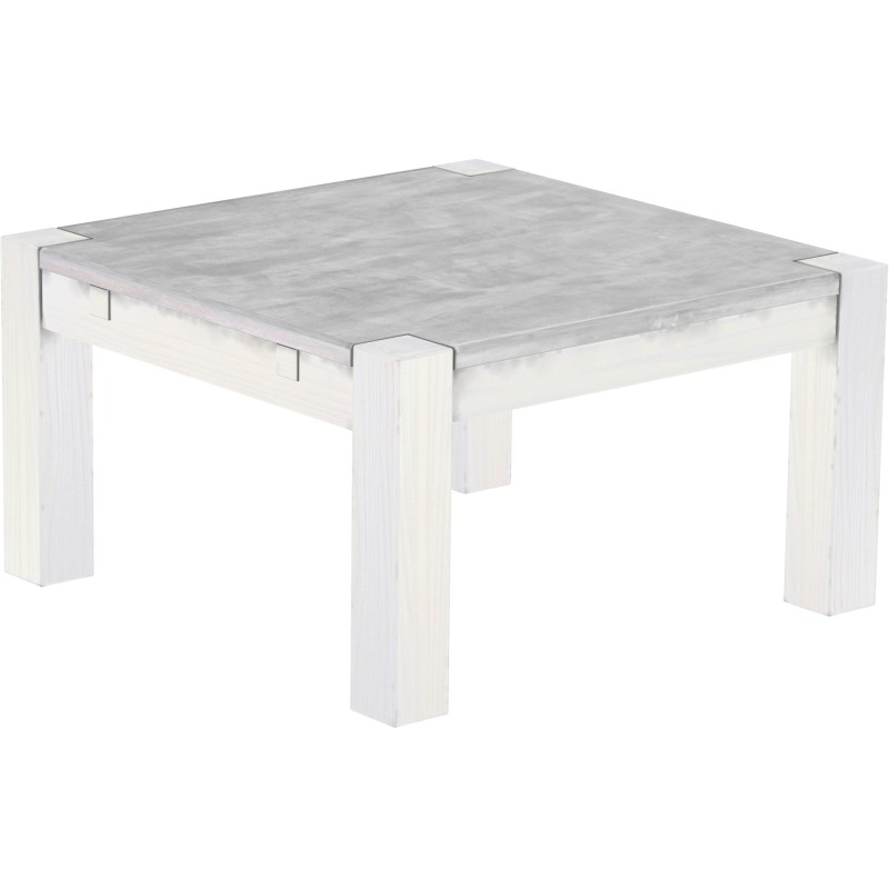 Couchtisch 80x80 Rio Kanto Beton Weiss massiver Pinien Wohnzimmertisch