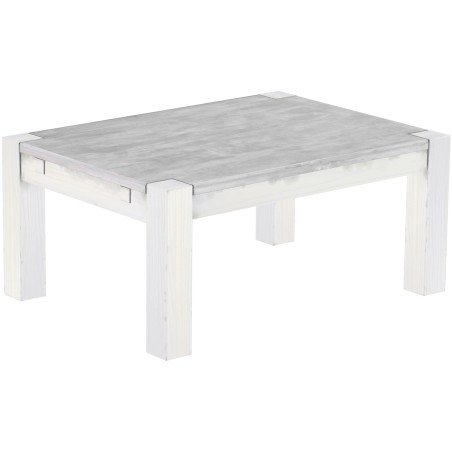 Couchtisch 100x73 Rio Kanto Beton Weiss massiver Pinien Wohnzimmertisch