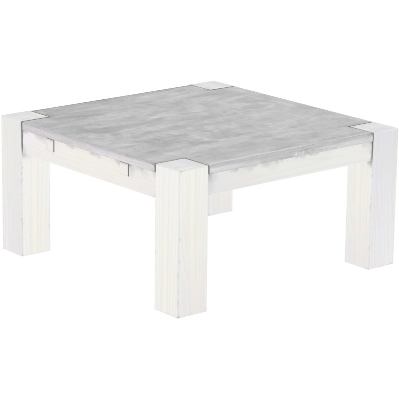 Couchtisch 90x90 Rio Kanto Beton Weiss massiver Pinien Wohnzimmertisch