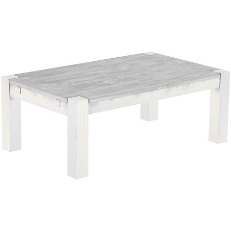 Couchtisch 120x73 Rio Kanto Beton Weiss massiver Pinien Wohnzimmertisch