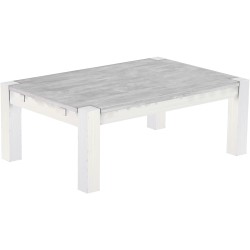 Couchtisch 120x80 Rio Kanto Beton Weiss massiver Pinien Wohnzimmertisch