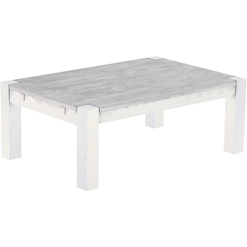 Couchtisch 120x80 Rio Kanto Beton Weiss massiver Pinien Wohnzimmertisch