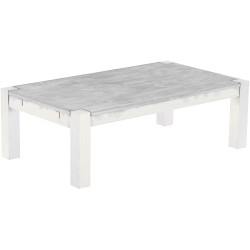 Couchtisch 140x80 Rio Kanto Beton Weiss massiver Pinien Wohnzimmertisch