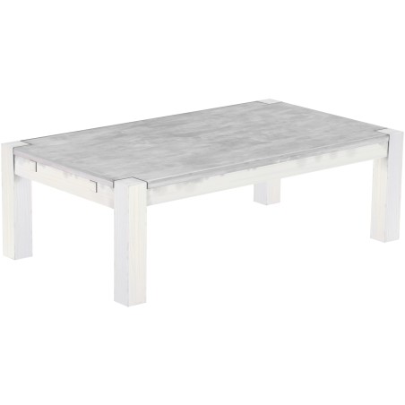 Couchtisch 140x80 Rio Kanto Beton Weiss massiver Pinien Wohnzimmertisch