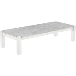 Couchtisch 200x80 Rio Kanto Beton Weiss massiver Pinien Wohnzimmertisch