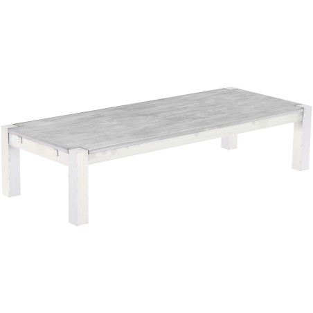 Couchtisch 200x80 Rio Kanto Beton Weiss massiver Pinien Wohnzimmertisch