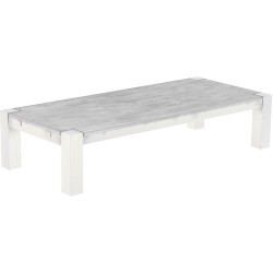 Couchtisch 208x90 Rio Kanto Beton Weiss massiver Pinien Wohnzimmertisch