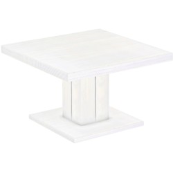 Couchtisch 80x80 Rio UNO Farbton Pinie Weiss massiver Pinien Holztisch - Säulentisch