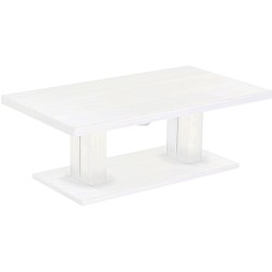 Couchtisch 140x80 Rio UNO Farbton Pinie Weiss massiver Pinien Holztisch - Säulentisch