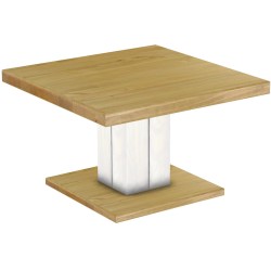 Couchtisch 80x80 Rio UNO Farbton Brasil Weiss massiver Pinien Holztisch - Säulentisch