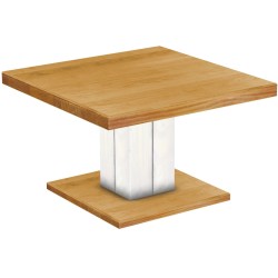 Couchtisch 80x80 Rio UNO Farbton Honig Weiss massiver Pinien Holztisch - Säulentisch