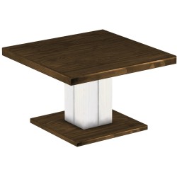 Couchtisch 80x80 Rio UNO Farbton Eiche Weiss massiver Pinien Holztisch - Säulentisch