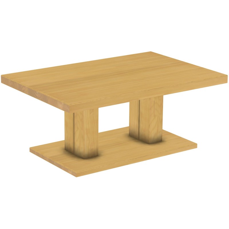 Couchtisch 120x80 Rio UNO Farbton Eiche hell massiver Pinien Holztisch - Säulentisch