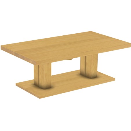 Couchtisch 140x80 Rio UNO Farbton Eiche hell massiver Pinien Holztisch - Säulentisch